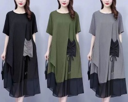 復古拼接連衣裙