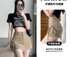韓版純色牛仔短裙